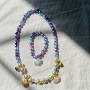 Mermaid Necklace Bracelet Set seashell ring